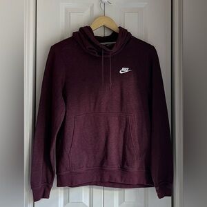 Nike Women's Sportswear Club Fleece Funnel-Neck Hoodie Solid Plum, Size Medium